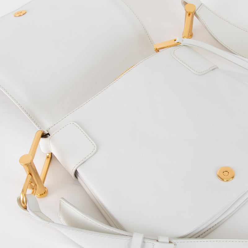 Hugo Boss White Leather Saddle Crossbody Bag