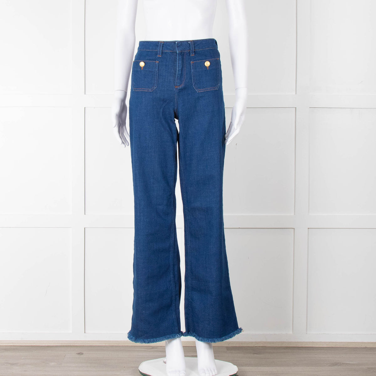 Me + Em Blue Front Pocket Wide Jeans