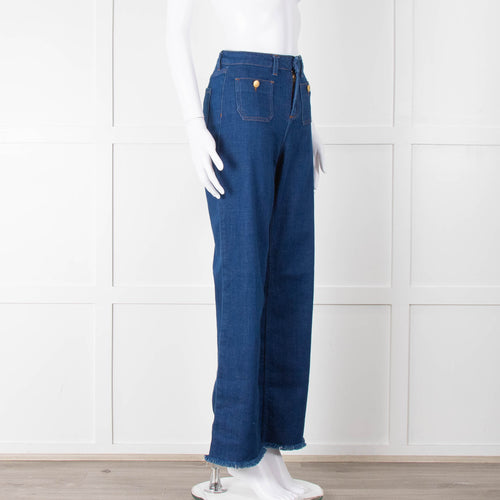 Me + Em Blue Front Pocket Wide Jeans