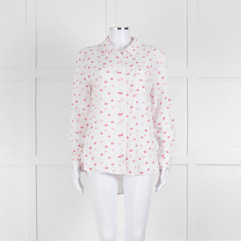 Rails White Pink Lips Print Shirt