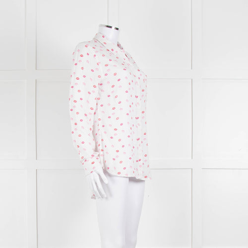 Rails White Pink Lips Print Shirt