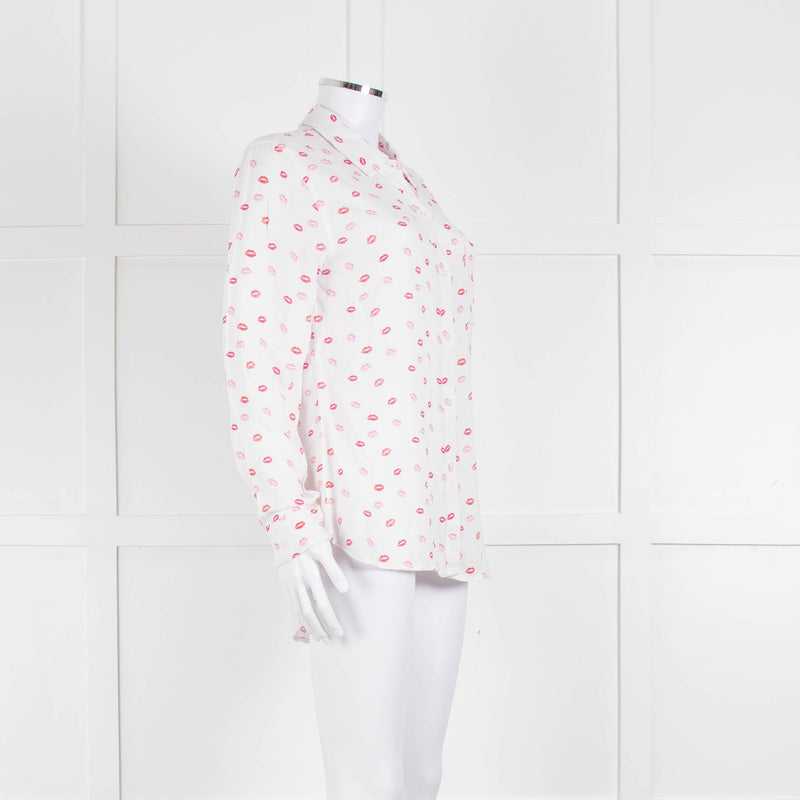 Rails White Pink Lips Print Shirt