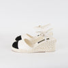 Chanel White Black CC Toe Espadrilles Wedge Shoes