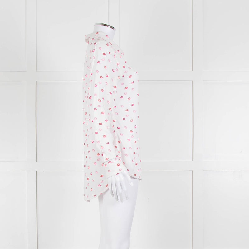 Rails White Pink Lips Print Shirt