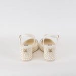 Chanel White Black CC Toe Espadrilles Wedge Shoes