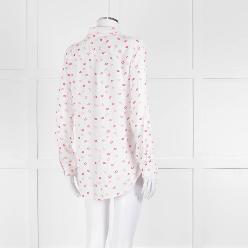 Rails White Pink Lips Print Shirt