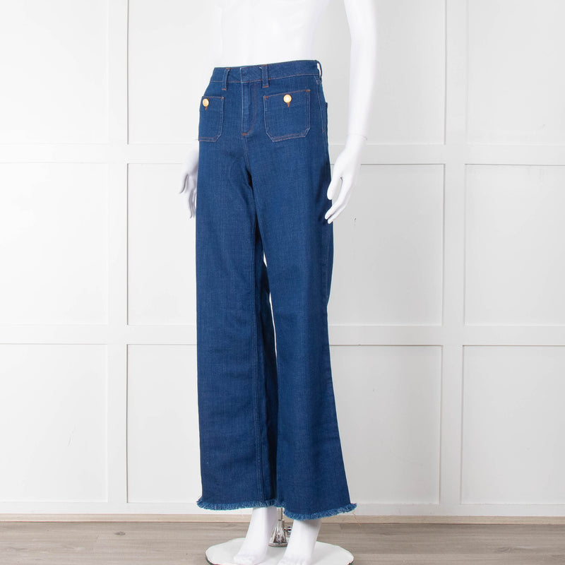 Me + Em Blue Front Pocket Wide Jeans