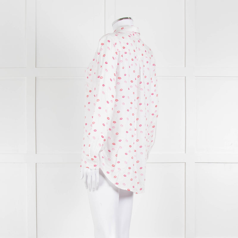 Rails White Pink Lips Print Shirt
