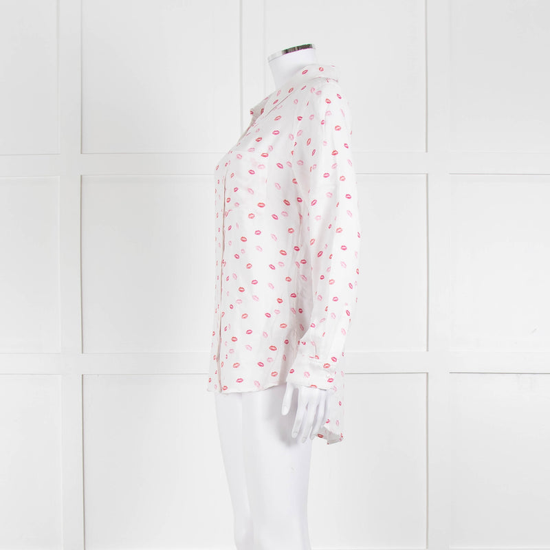 Rails White Pink Lips Print Shirt