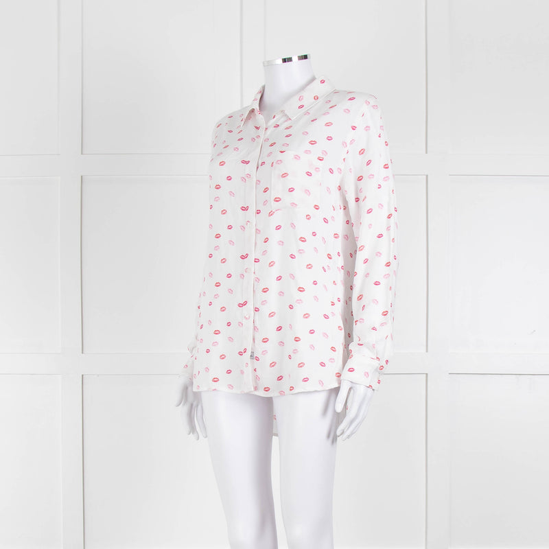 Rails White Pink Lips Print Shirt