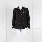 L'Agence Black White Heart Print Silk Shirt