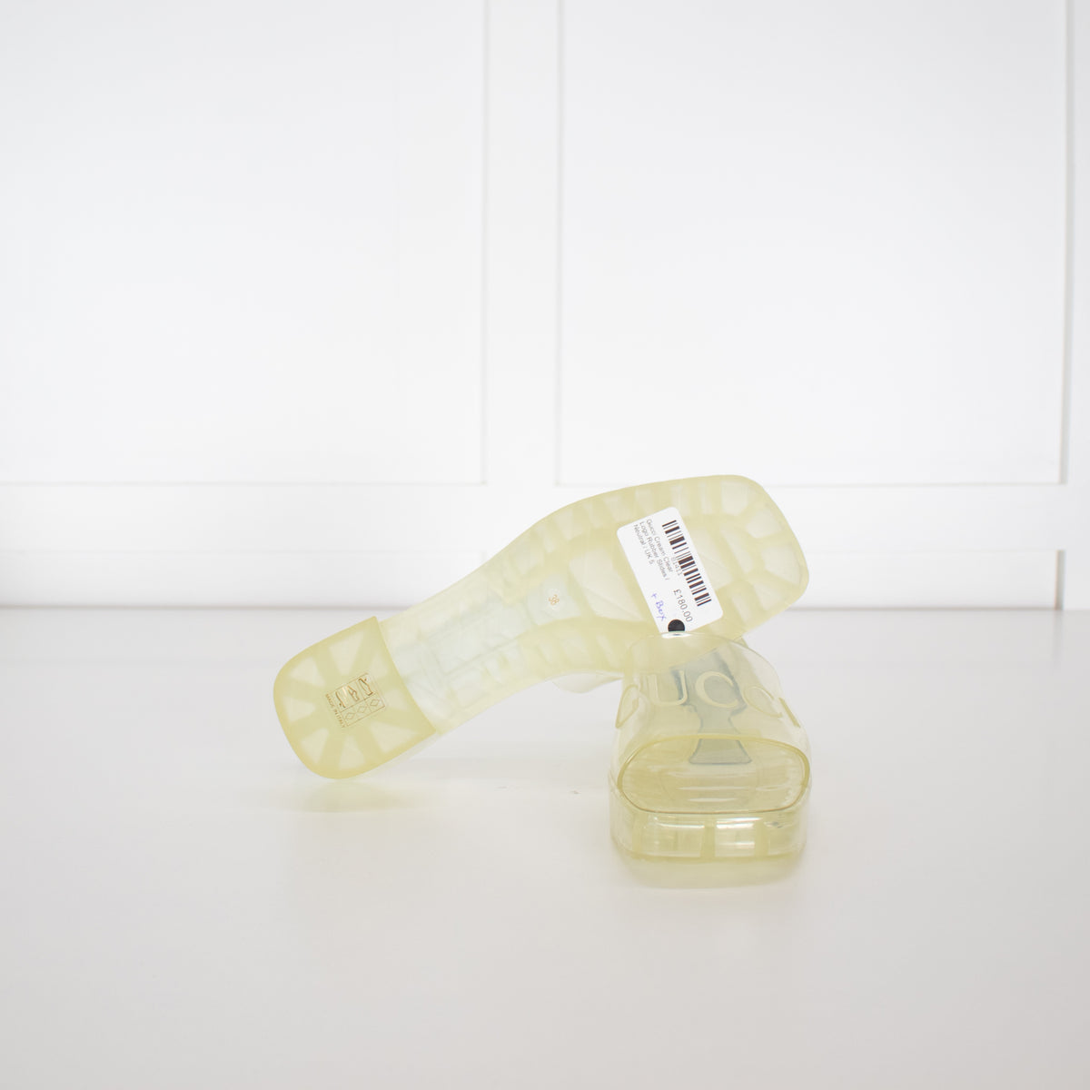 Gucci Cream Clear Logo Rubber Slides