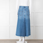 Me + Em Blue Denim A-Line Midi Skirt