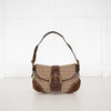 Coach Beige Canvas Brown Suede Soho Flap Shoulder Bag