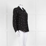 L'Agence Black White Heart Print Silk Shirt