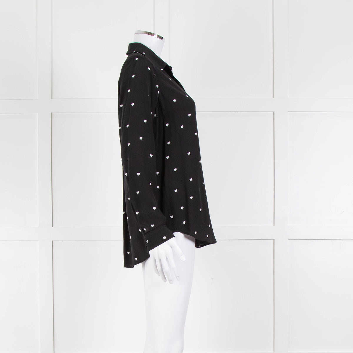 L'Agence Black White Heart Print Silk Shirt