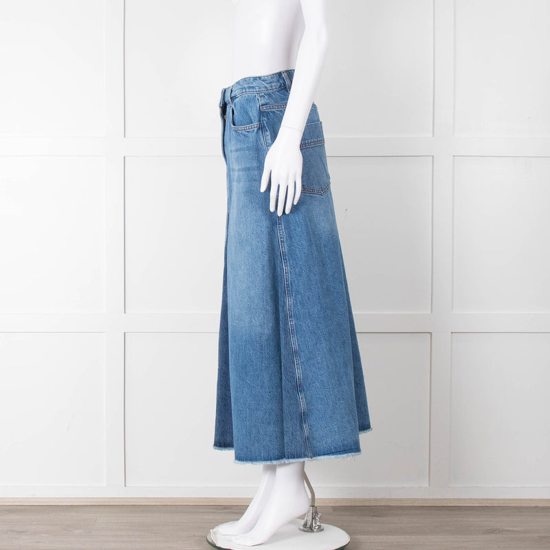 Me + Em Blue Denim A-Line Midi Skirt