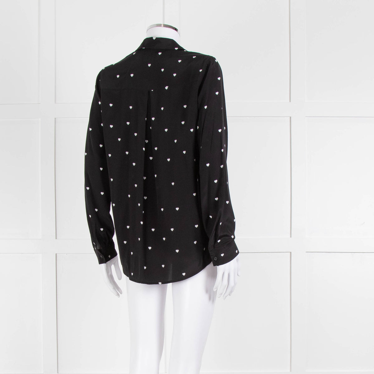 L'Agence Black White Heart Print Silk Shirt