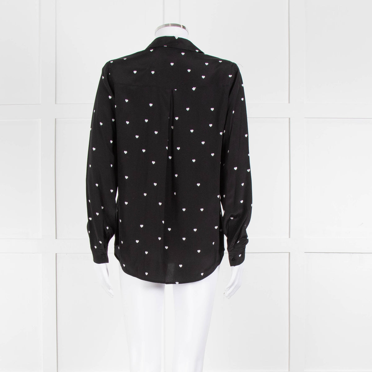 L'Agence Black White Heart Print Silk Shirt