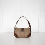 Coach Beige Canvas Brown Suede Soho Flap Shoulder Bag