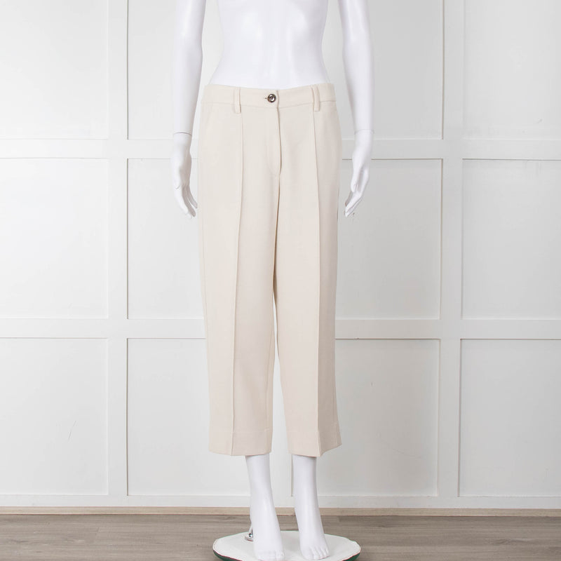 Me + Em Cream Cropped Back Pocket Trousers