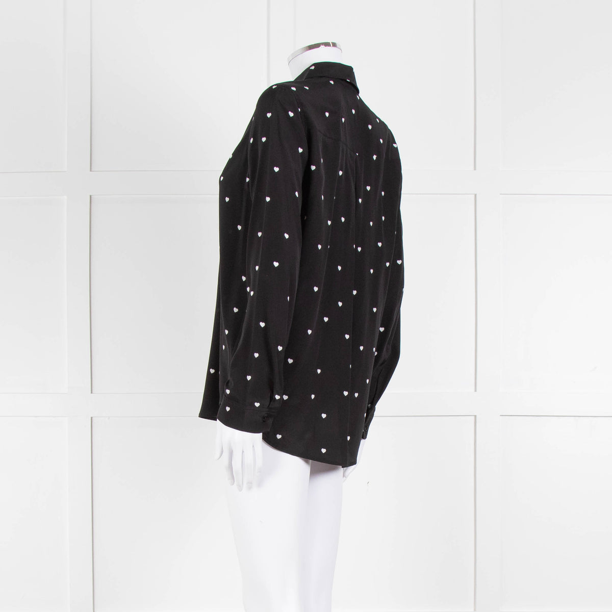 L'Agence Black White Heart Print Silk Shirt