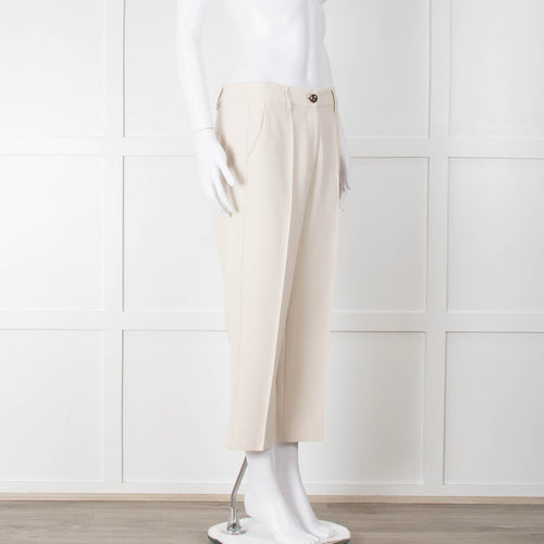 Me + Em Cream Cropped Back Pocket Trousers