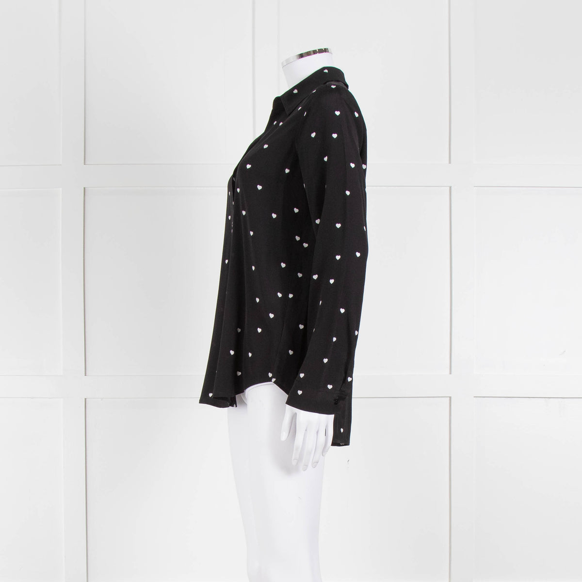 L'Agence Black White Heart Print Silk Shirt