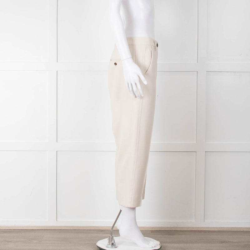 Me + Em Cream Cropped Back Pocket Trousers