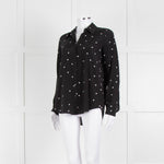 L'Agence Black White Heart Print Silk Shirt