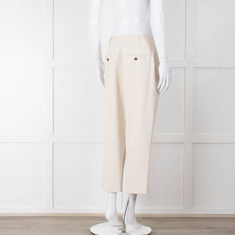 Me + Em Cream Cropped Back Pocket Trousers