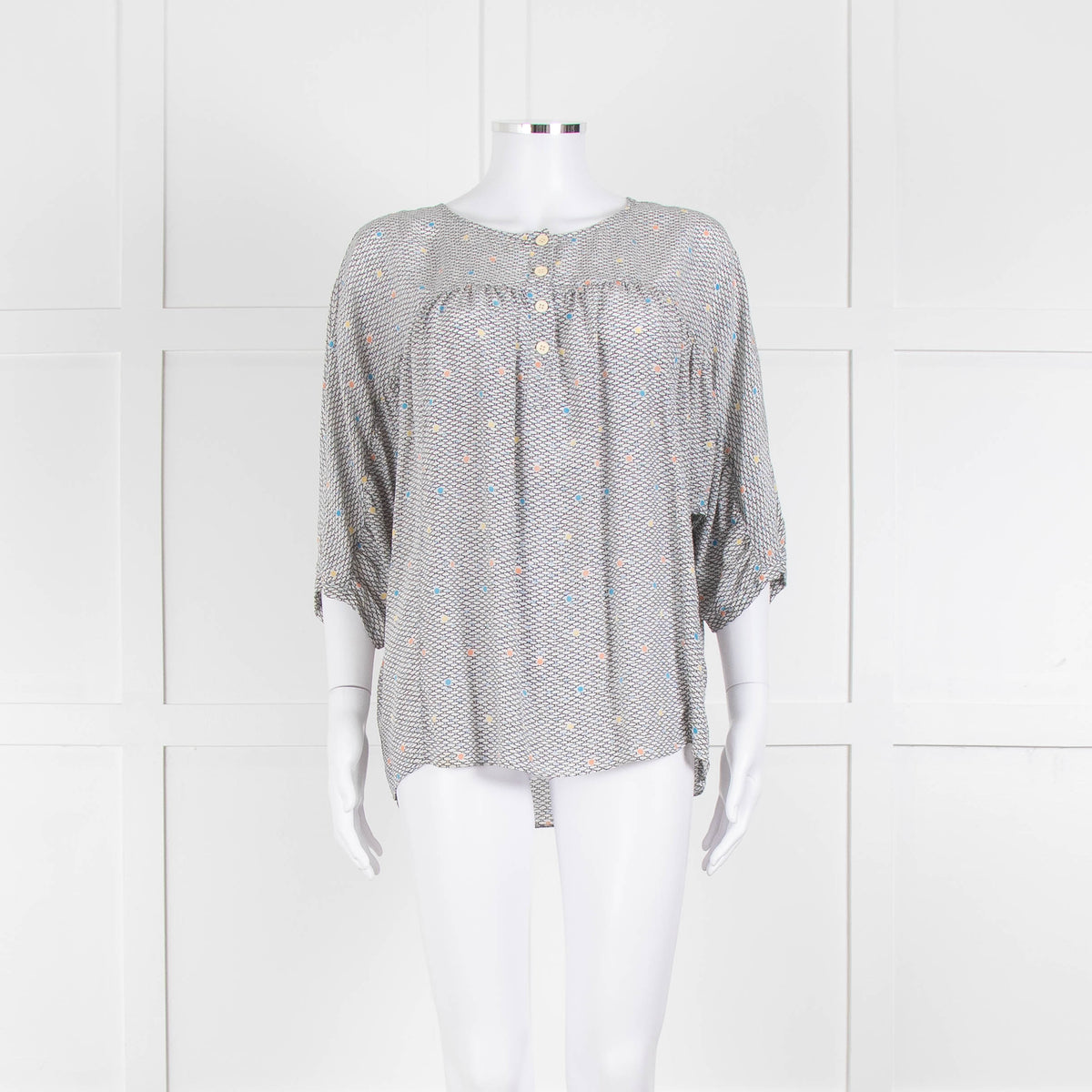 MIH White Black Blue Silk  Oversized Top