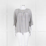 MIH White Black Blue Silk  Oversized Top