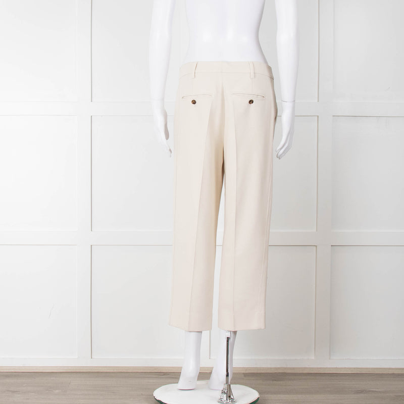 Me + Em Cream Cropped Back Pocket Trousers