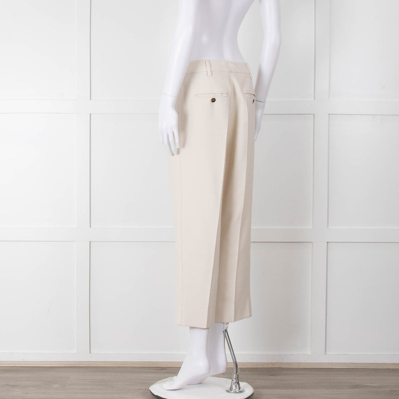 Me + Em Cream Cropped Back Pocket Trousers