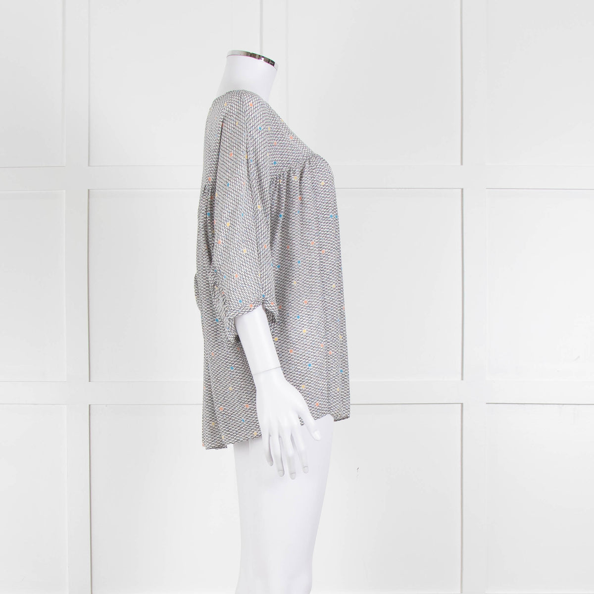 MIH White Black Blue Silk  Oversized Top