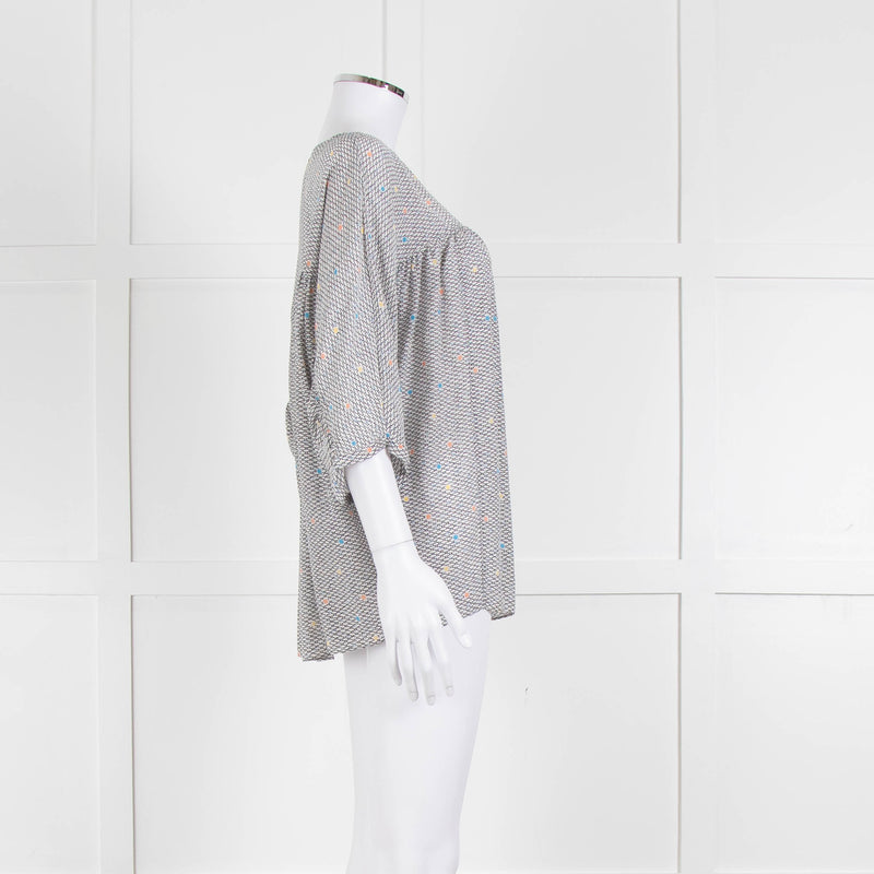 MIH White Black Blue Silk  Oversized Top