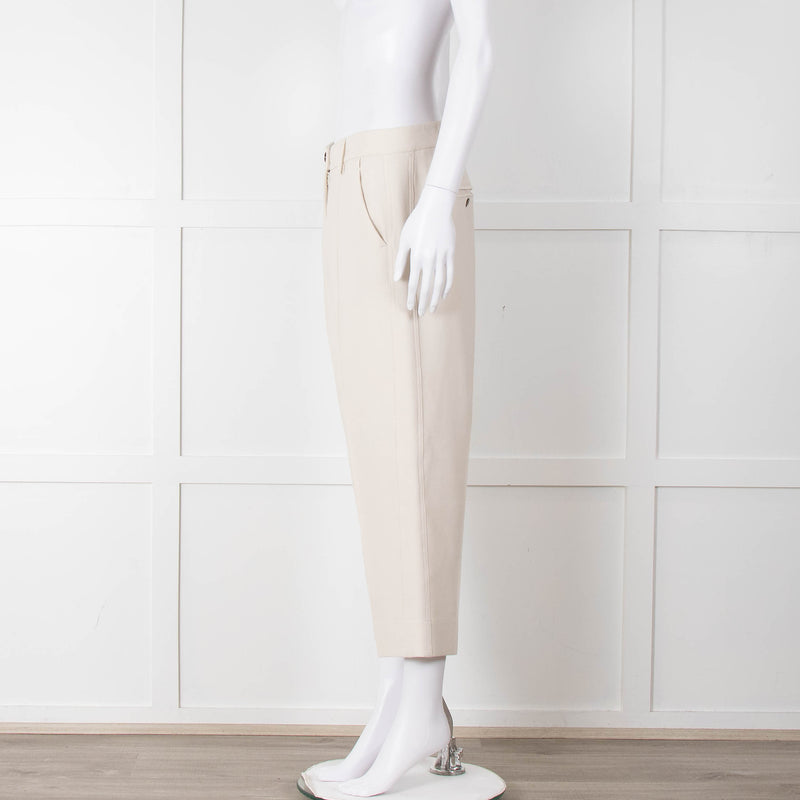 Me + Em Cream Cropped Back Pocket Trousers