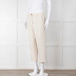 Me + Em Cream Cropped Back Pocket Trousers