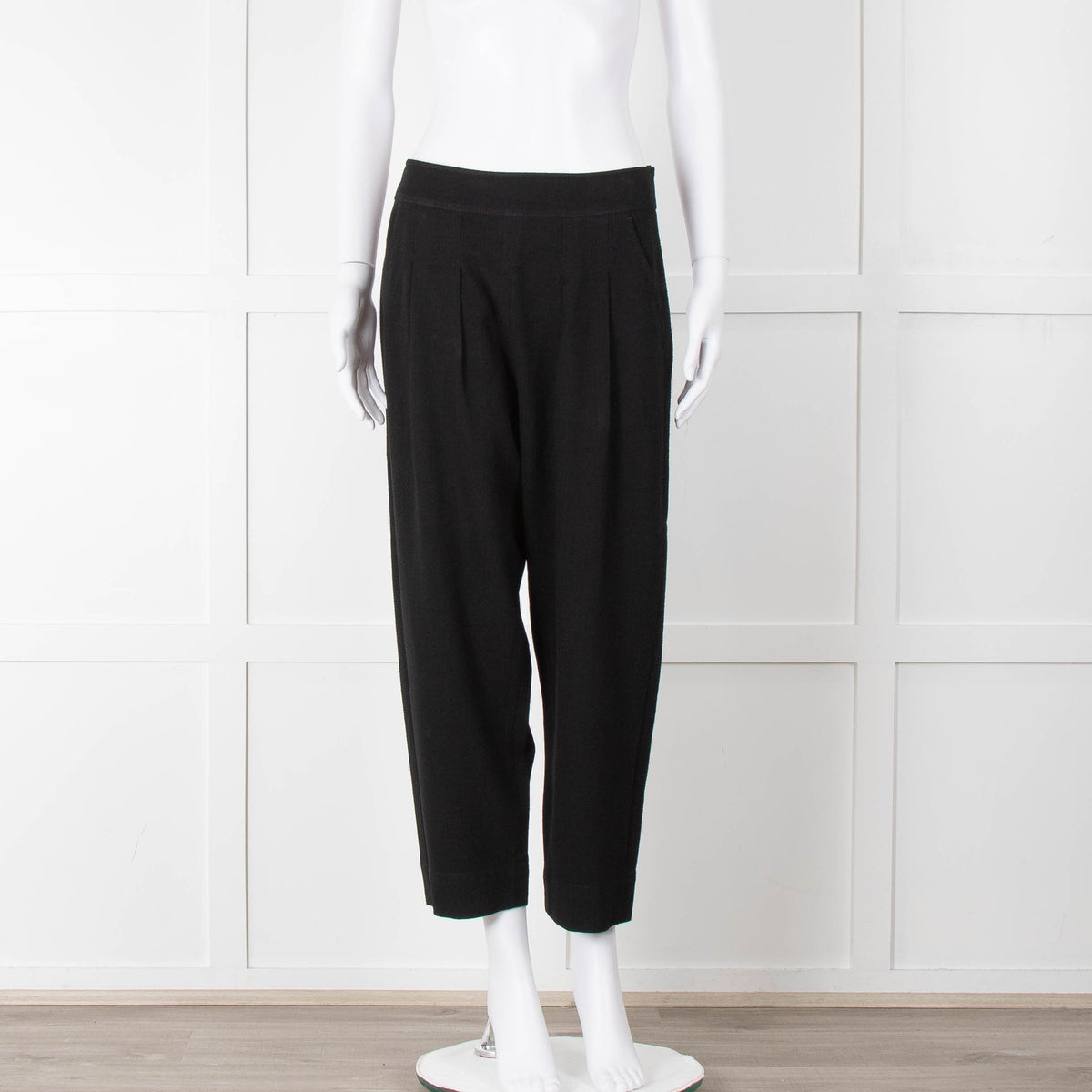 ME + EM Black Side Zip Back Buckle Trousers