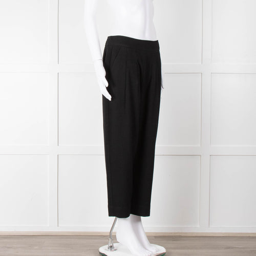 ME + EM Black Side Zip Back Buckle Trousers