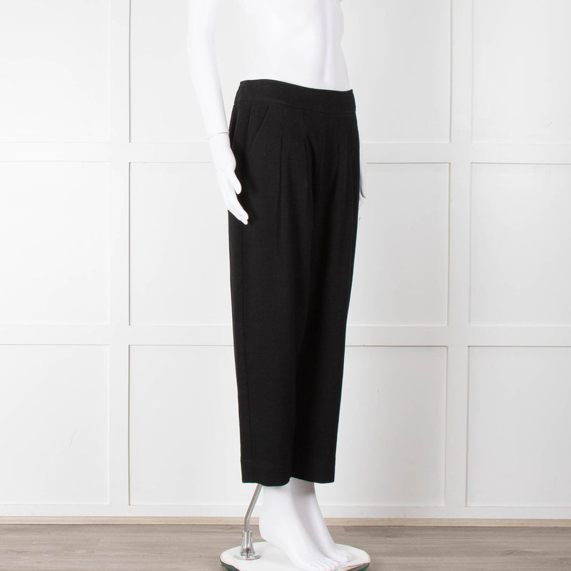 ME + EM Black Side Zip Back Buckle Trousers
