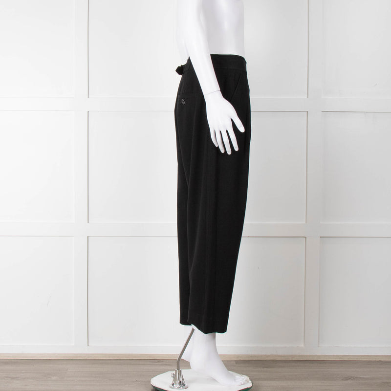 ME + EM Black Side Zip Back Buckle Trousers