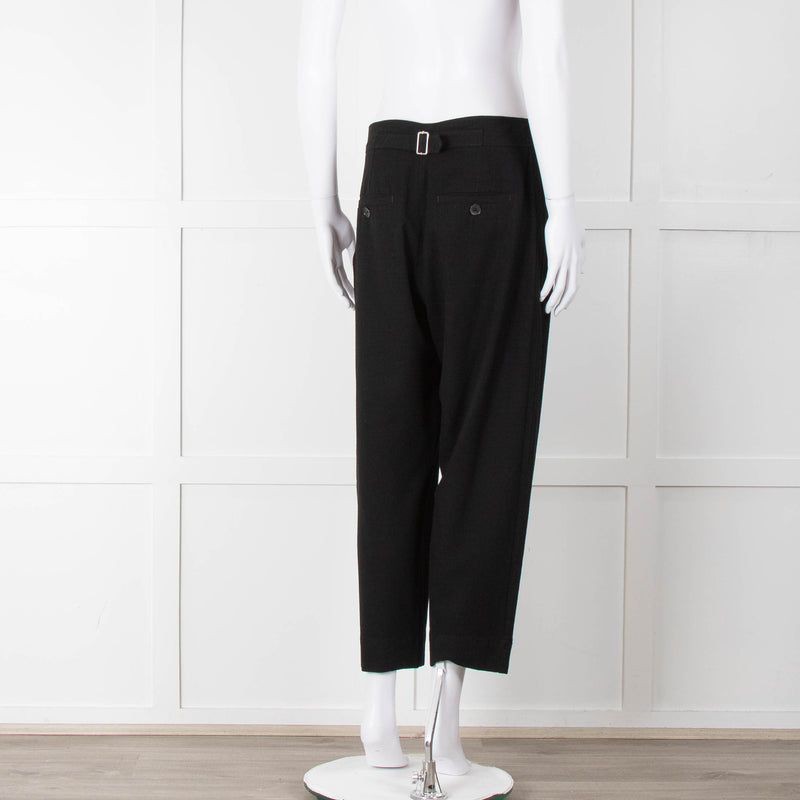 ME + EM Black Side Zip Back Buckle Trousers