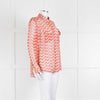 The Kooples Red Cream Floral Sheer Long Sleeve Shirt