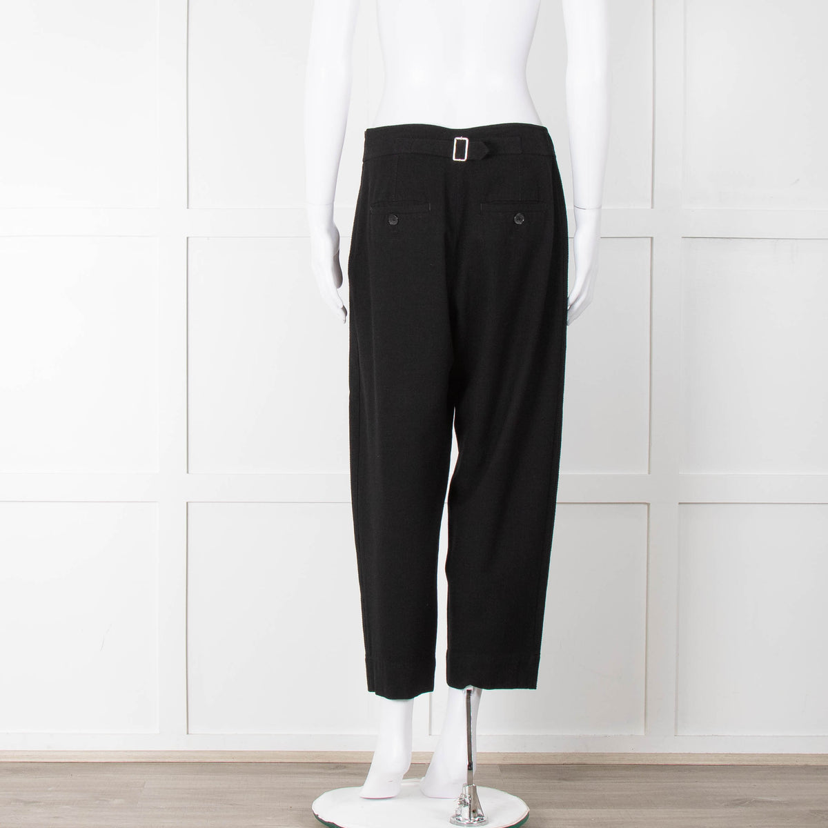 ME + EM Black Side Zip Back Buckle Trousers