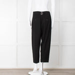 ME + EM Black Side Zip Back Buckle Trousers