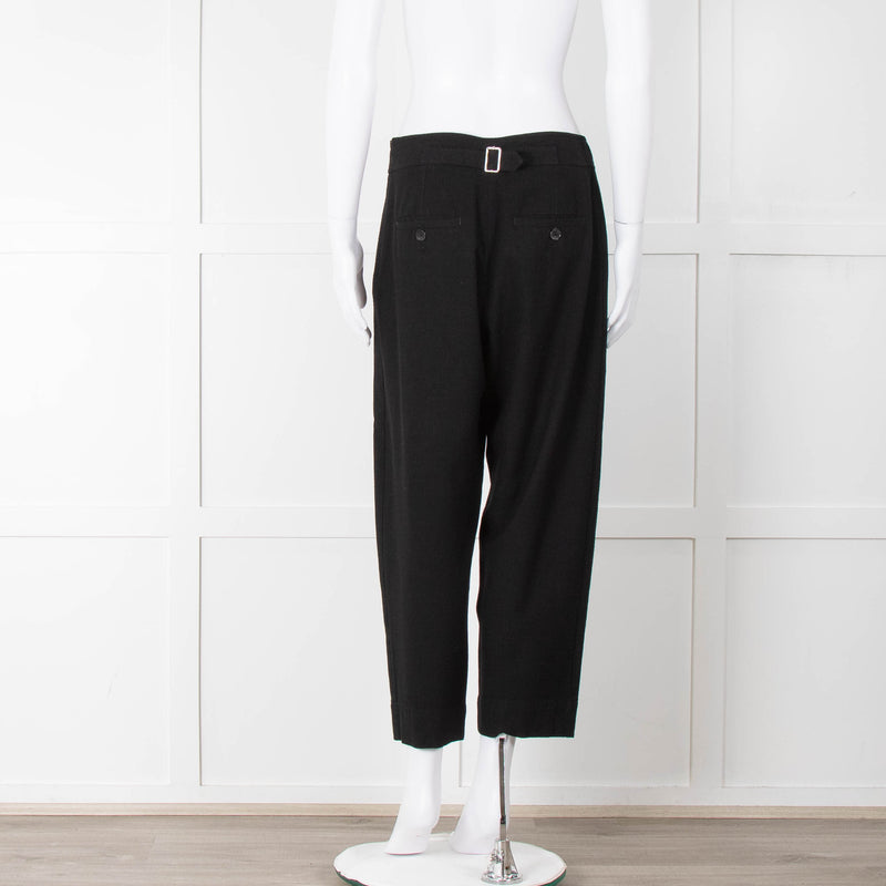 ME + EM Black Side Zip Back Buckle Trousers