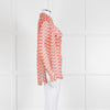 The Kooples Red Cream Floral Sheer Long Sleeve Shirt