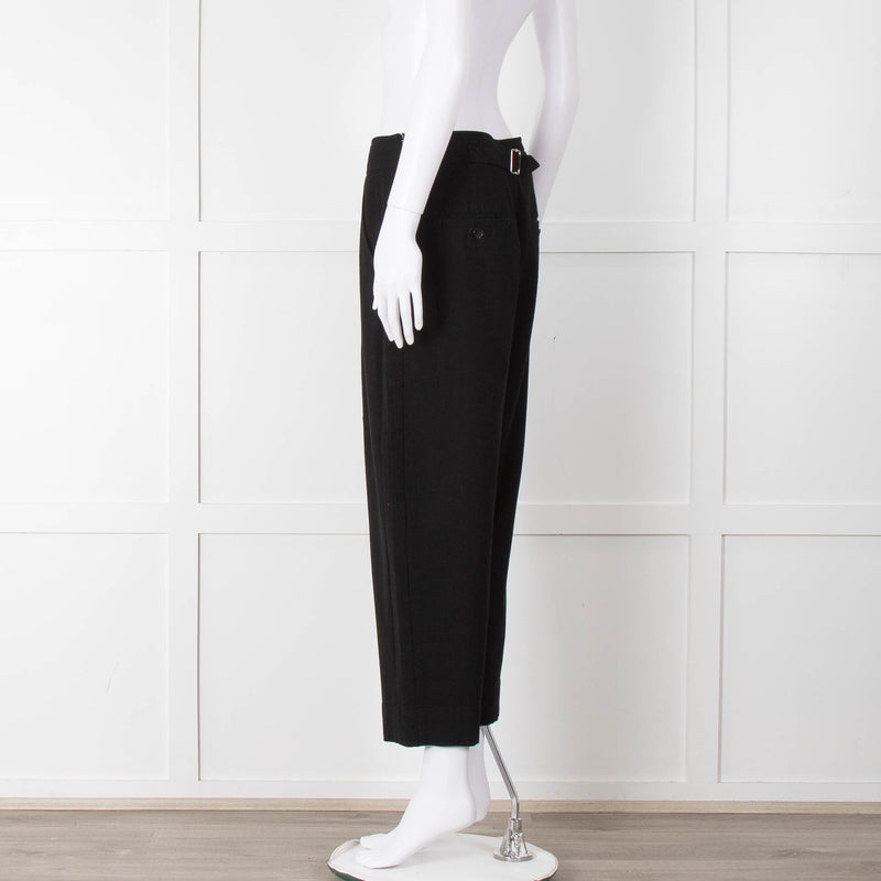 ME + EM Black Side Zip Back Buckle Trousers